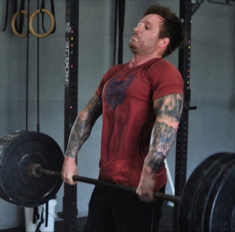 Barbell work in the gym