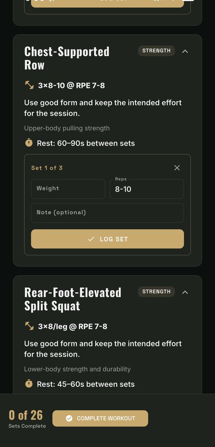 Logging a set with weight, reps and rest time